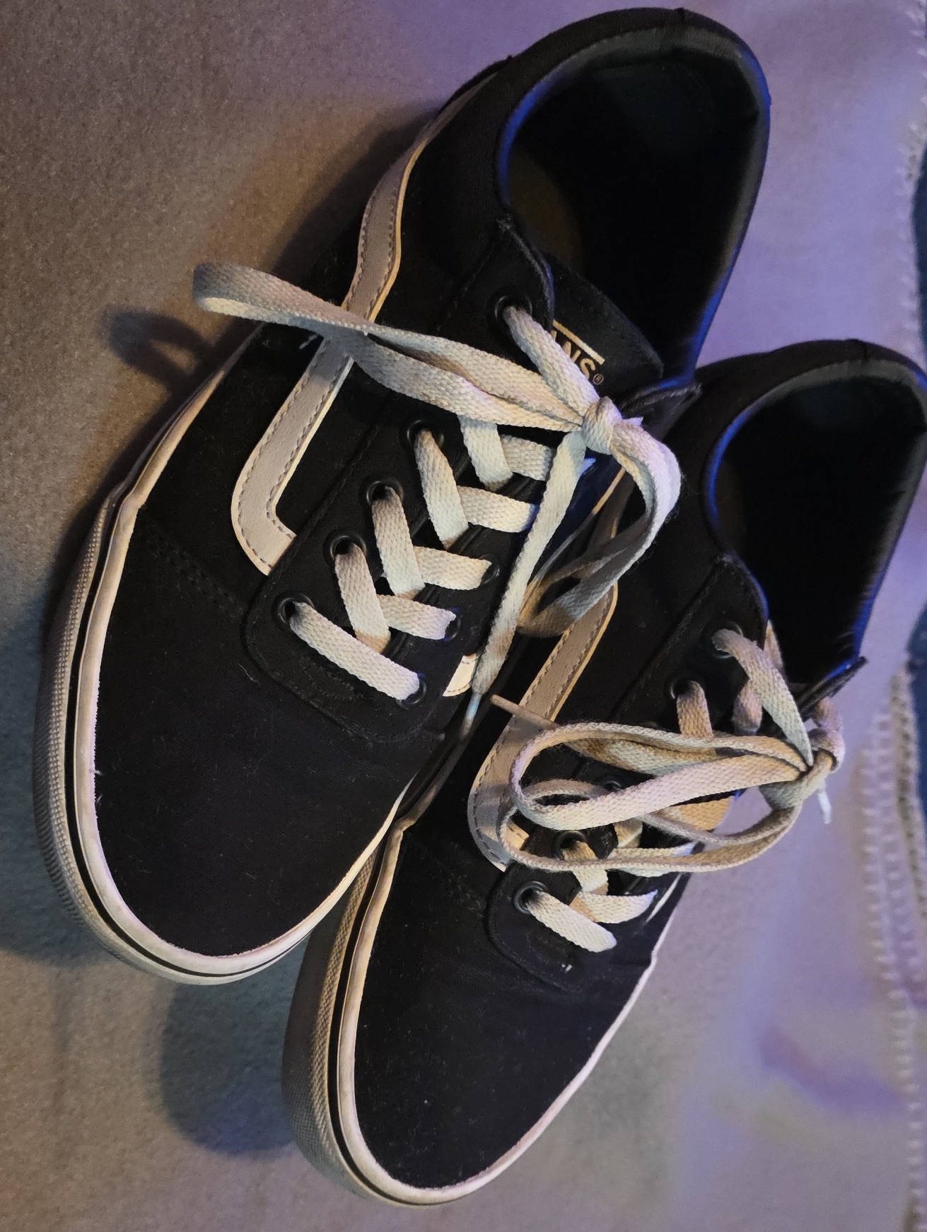 Vans Black Canvas Low-Top Sneakers With White Stripe